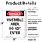 Signmission Unstable Area Do Not Enter Danger Sign, Plastic, 18in W x 24in L, 2PK OS-2PACK-DS-P-1824-V-2162 - alternate 7